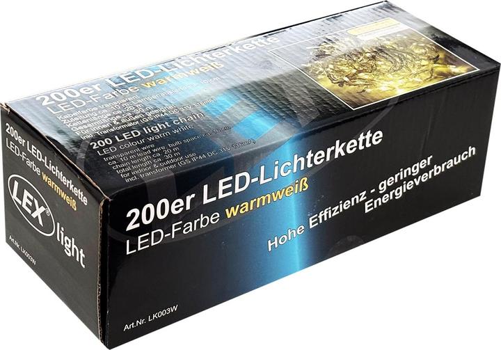 Produktbild Mojawo 200'er LED Lichterkette Innen und Aussen warmweiss (30 m)