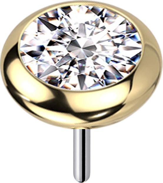 Produktbild Star Piercing Threadless vergoldet Scheibe abgerundet Kristall silber (ohne Messing, Titan G23)