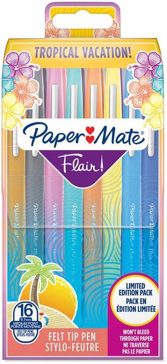 Actual product image Paper Mate Flair Tropical Vacation (Multicoloured, 16 x)