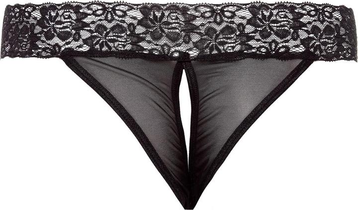 Actual product image Christine Le Duc Crotchless Thong - Black (XL)