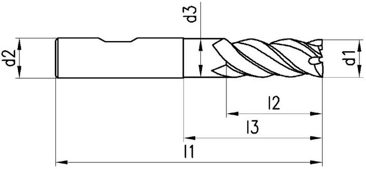 Actual product image Neriox Solid carbide end mill TiAlN, HB, long, tapered