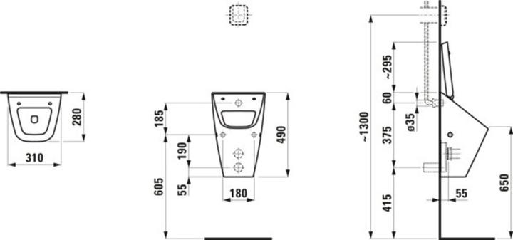 Immagine prodotto Laufen Orinatoio ad aspirazione Vila, L/A: 310/280/490 mm, bianco, con fori per il montaggio del cop