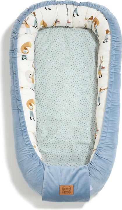 Image du produit La Millou Nid d'ange |Coton velours premium|Oreiller Sleepy Pig inclus |Heart Beat Blue