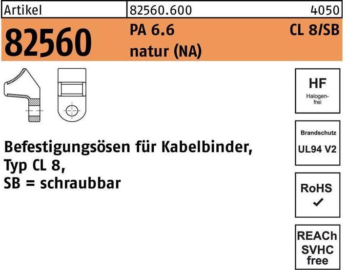 Produktbild HellermannTyton Befestigungsösen CL8 weiss (Befestigungsschlaufen, 27.30 mm, 100 Stk.)