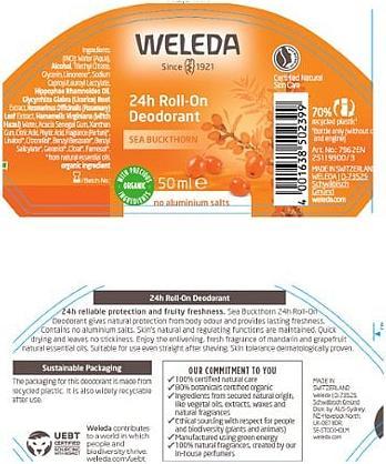 Valeurs nutritives et ingrédients Weleda Roll-On 24h à l'argousier (Roll-on, 50 ml)