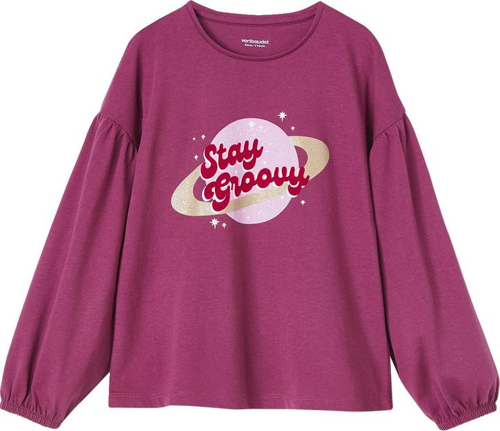 Vertbaudet Mädchen Shirt, Flockprint mit Glanzdetails