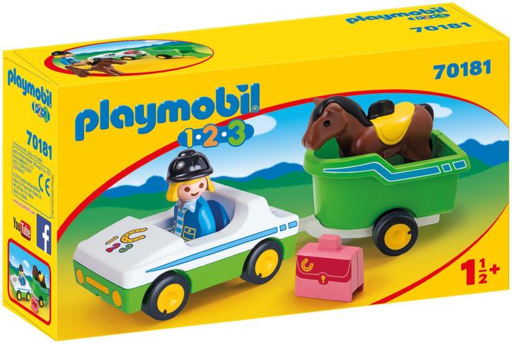 Produktbild Playmobil PKW mit Pferdeanhänger (70181, Playmobil 1.2.3)