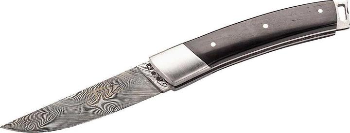 Fontenille Pataud Taschenmesser LE THIERS POCKET, 160-lagiger Twist-Damasteel, Back Lock, Edelstahlbacken, Ebenholz-G