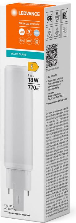Actual product image Ledvance DULUX LED D/E18 (G24q-2, 7 W, 770 lm, 1 x, E)