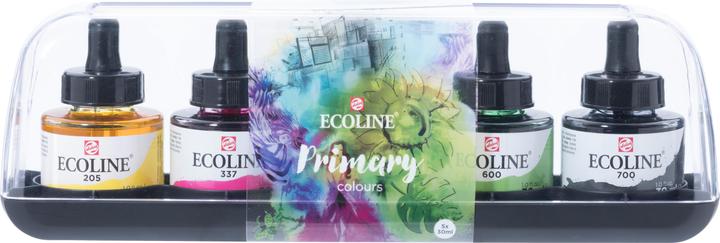 Actual product image Talens PRIMARY - Ecoline Set (Magenta, Black, Sky blue, Lemon, Green, 150 ml)