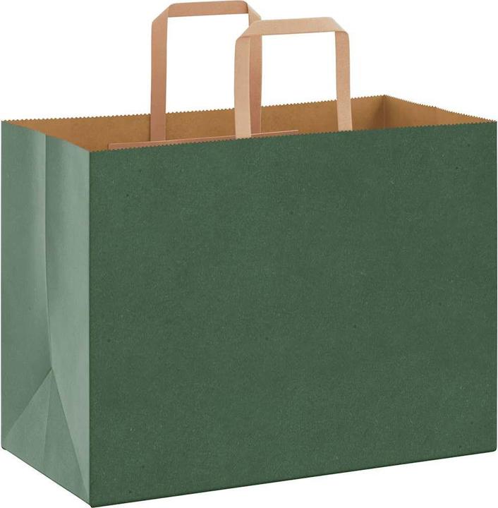 Immagine prodotto VidaXL Sacchetti di carta kraft 250 pezzi con maniglia verde 32x17x25 cm (Borsa da regalo, 250 x)