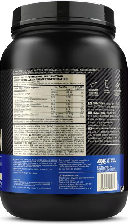 Produktbild Optimum Nutrition Gold Standard 100% Casein (Vanille, 1 Stk., 924 g)
