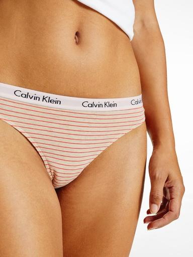 Image du produit Calvin Klein Femmes THONG Tangahschen, Feeder Stripe Haferflocken Heather, 36 (S)