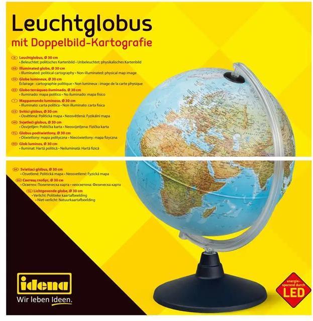 Actual product image Idena Glow globe earth w. 2 map pictures, Ø30cm (30 cm)