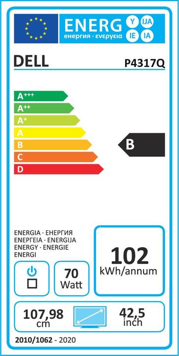 Energy Label Dell P4317q (3840 x 2160 Pixels, 42.51")