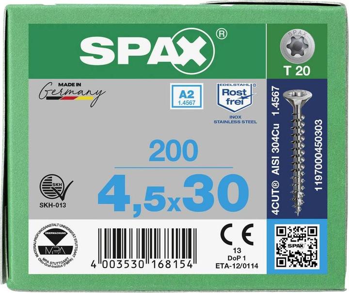 Immagine prodotto Spax Viti mordenti per pannelli truciolati A2 (200 Viti per pezzo)