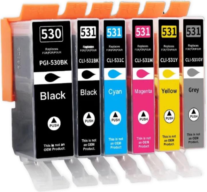 Immagine prodotto Hermex Cartuccia d'inchiostro alternativa a Canon PGI-530PGBK, CLI-531 XL (M, GY, PGBK, FC, Y, C)