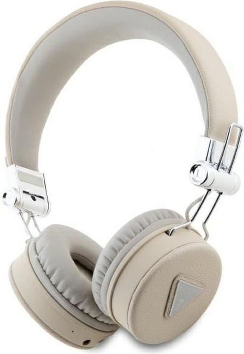 Actual product image Guess PU Grained Triangle Logo ENC Wireless Headphones Bluetooth Headset - Beige (ANC, 32 h, Wireless)