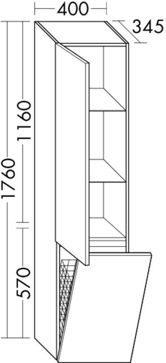 Produktbild burgbad Lin20 Hochschrank Wandhängend mit 1 Türe inklusive Wäschekorb, Türanschlag links, 400x34