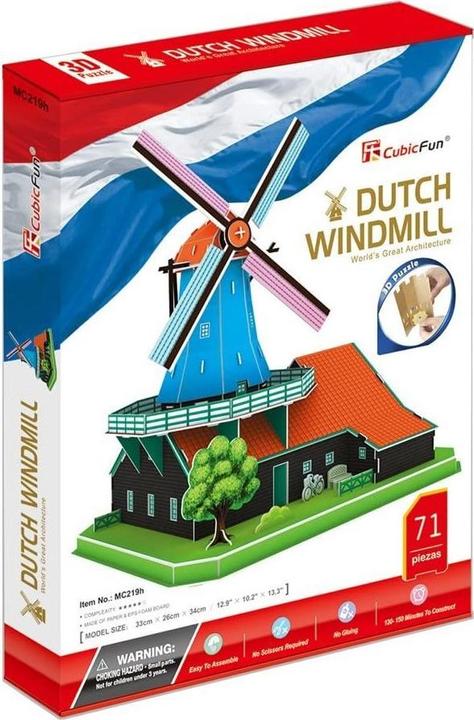 Image du produit Cubicfun PUZZLE Moulin à vent hollandais 3D Kit XL (71 pièces)