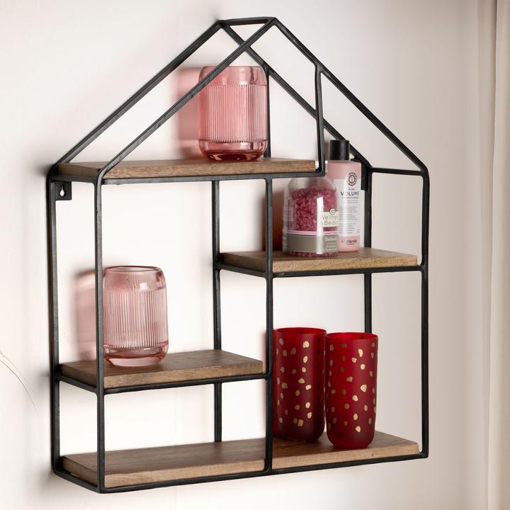 Immagine prodotto FineBuy Scaffale a muro FB92219 Metallo Nero (50 x 60 x 14 cm)