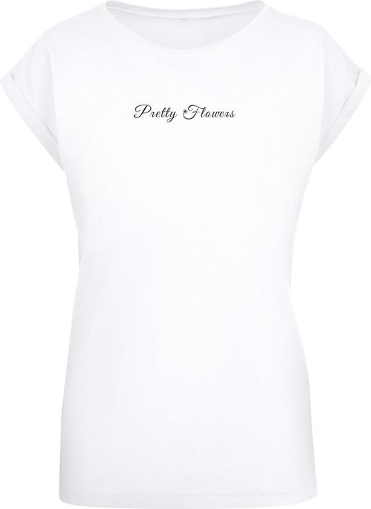 Merchcode Ladies Pretty Flowers - Extended Shoulder Tee - 116879