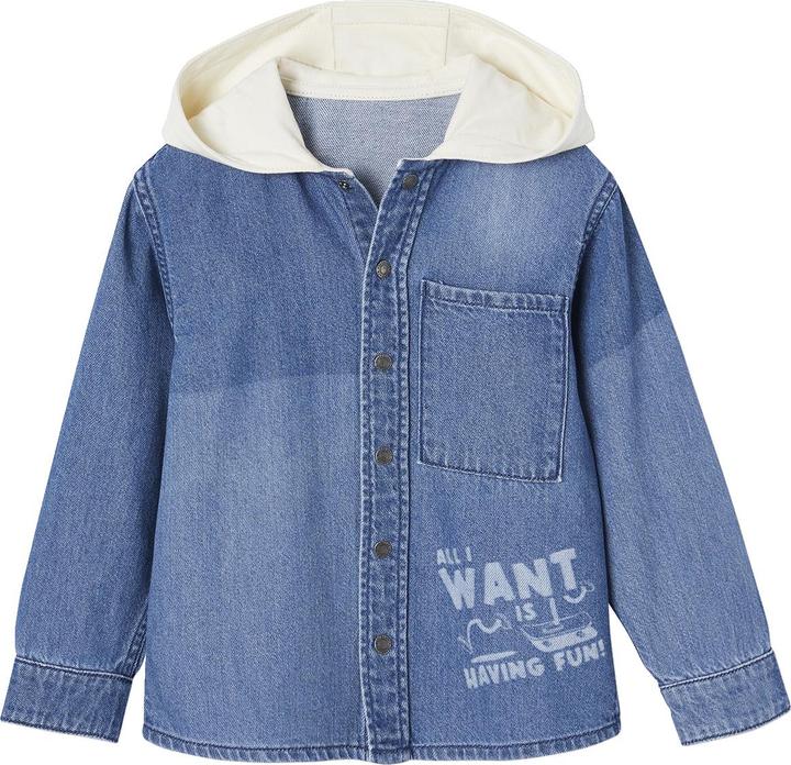 Produktbild Vertbaudet Jungen Jeanshemd mit Kapuze und Aufnähern (98)