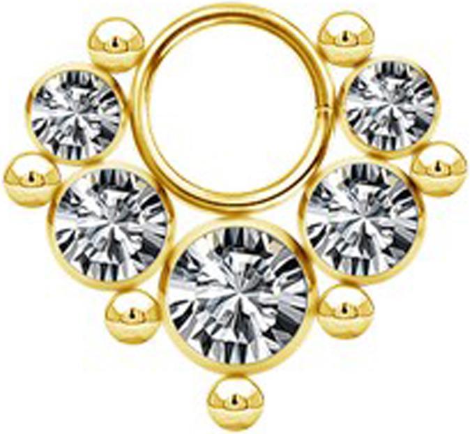 Immagine prodotto Star Piercing Anhänger vergoldet fünf Kristalle silber mit sieben Kugeln (senza ottone, Acciaio chirurgico 316L)