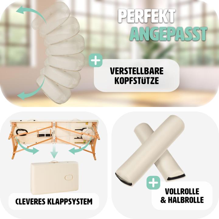 Produktbild tectake 2 Zonen Massageliege-Set Freddi mit 5cm Polsterung, Rollen und Holzgestell