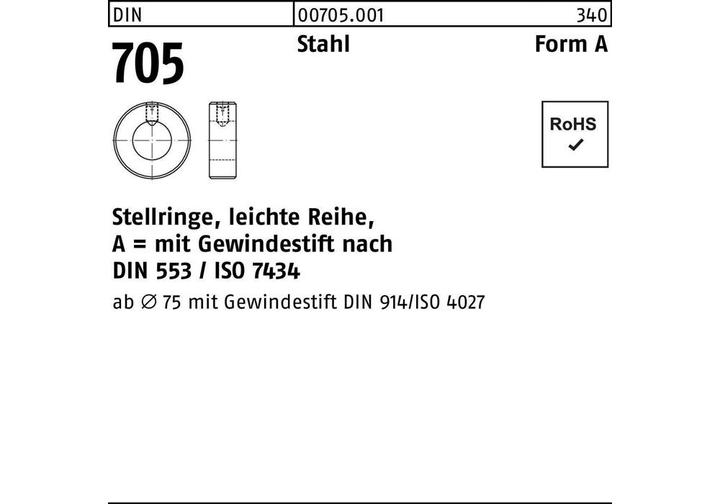 Actual product image Set collar DIN 705 grub screw A 28x 45x16 steel light series 10pcs.