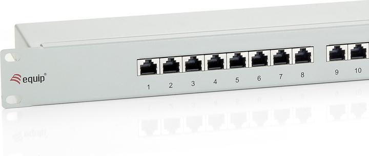 Actual product image equip 19" patch panel: 16 port, 1U, grey