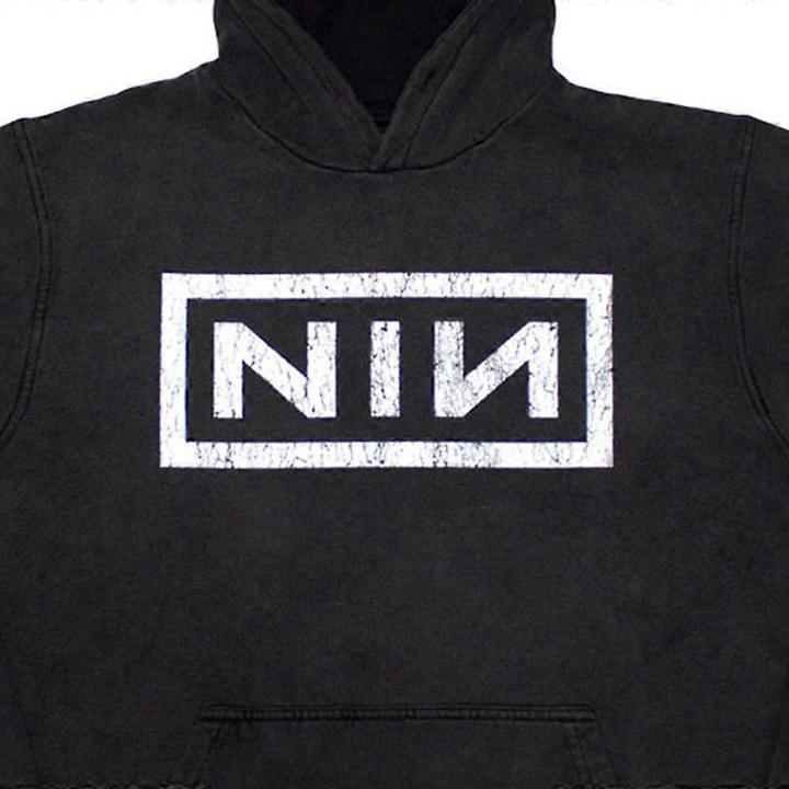 Actual product image Nine Inch Nails Unisex Adult Classic Logo Washed Hoodie (S)