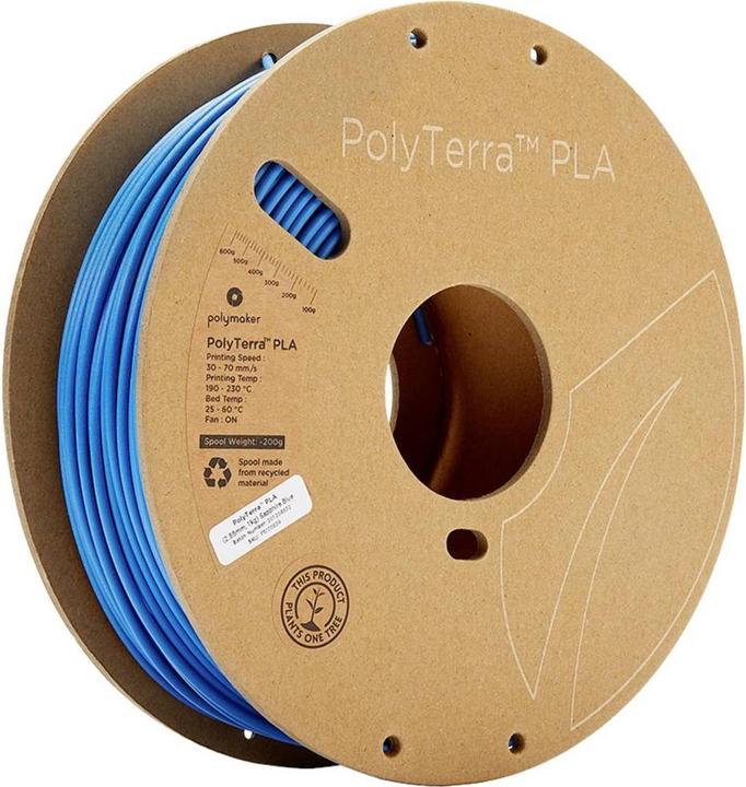 Produktbild Polymaker PolyTerra PLA - Sapphire Blue - 2.85mm (PLA, 2.85 mm, 1000 g, Blau)