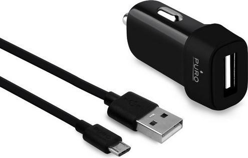 Puro 1xUSB 1A z kabel MicroUSB czarnablack MCHUSBMICROCBLK