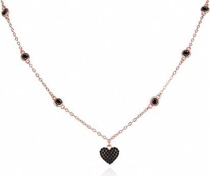Image du produit Agato Élégant collier en bronze avec des zircons noirs AGS1583/47-BK-ROSE