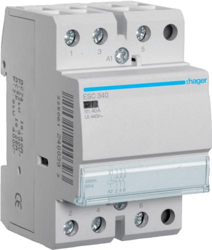 Actual product image Hager HAG ESC340 contactor 40A, 3S, 230V
