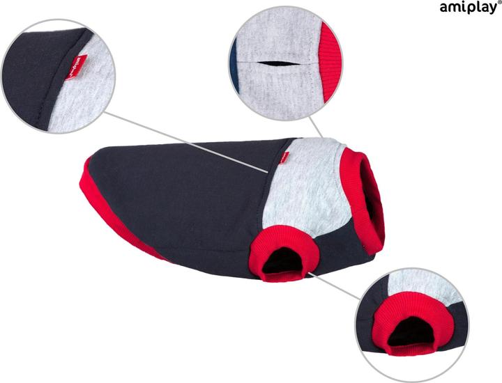 Immagine prodotto amiplay Felpa Con Cappuccio Denver Yorkshire 30cm Grigio/Rosso (30, Maglione per cani)