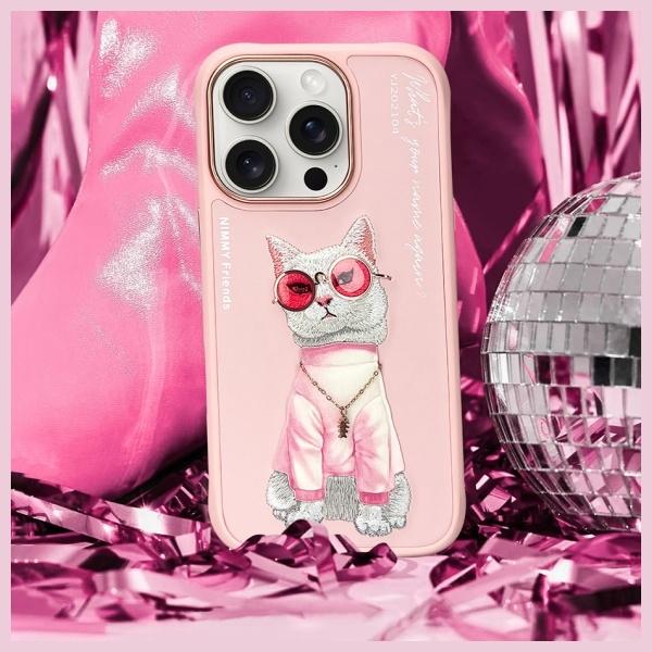 Actual product image Nimmy case iPhone 16 Pro 6.3" pink Glasses Cool Cat (Apple iPhone 16 Pro)