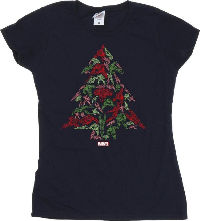 Actual product image Womens/Ladies Avengers Christmas Tree Cotton T-Shirt (M)