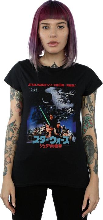 Actual product image Star Wars Womens/Ladies Katakana Return Of The Jedi Poster Cotton T-Shirt (L)