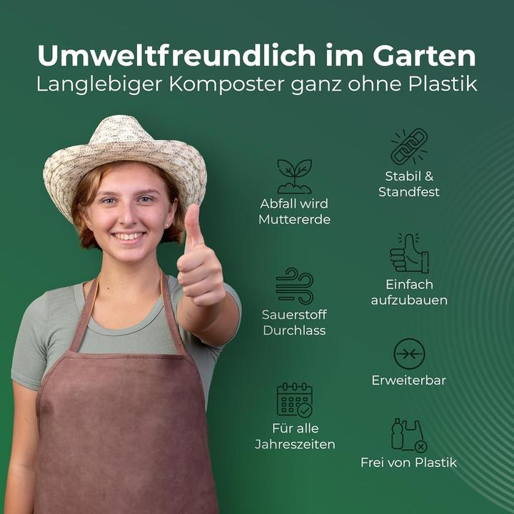 Produktbild Novatool Garten-Komposter Metall 100x100x50 cm, mit erweiterbarem Stecksytem, pulverbeschichteter Me (1000 l)