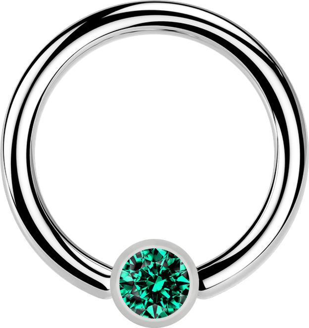 Actual product image Star Piercing Ball Closure Ring silver and crystal turquoise (Surgical steel 316L, without brass)