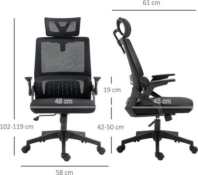 Produktbild Swisshandel24 Vinsetto Bürostuhl ergonomisch, mit Kopfstütze, Armlehnen, Wippfunktion