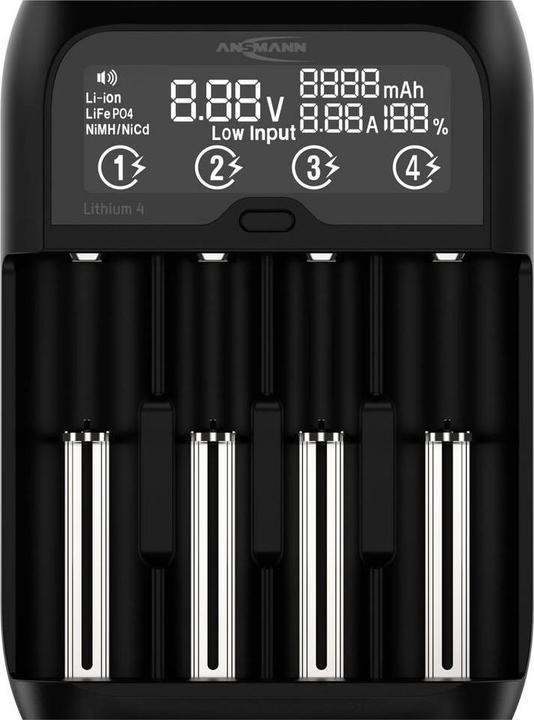 Produktbild Ansmann Lithium 4 Universalladegerät mit 2x 18650 Akkuzellen (2600mAh) Ladegerät (2 Stk., 18650, 2600 mAh, Ladegerät inkl. Akku)