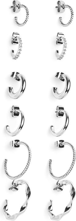 Pieces Pcdiona Hoop Earrings 6-Pack Noos (5% Titan, 92% Messing, 3% Glas)