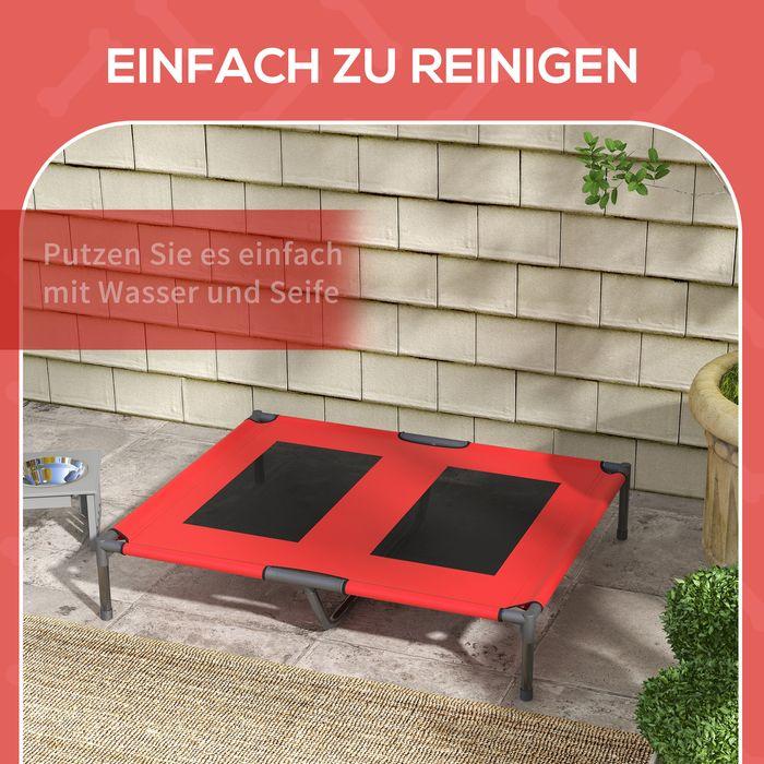 Actual product image Swisshandel24 Dog bed, dog lounger, robust, raised & weatherproof, up to 50 kg, 92x76x18cm, red (Dog)