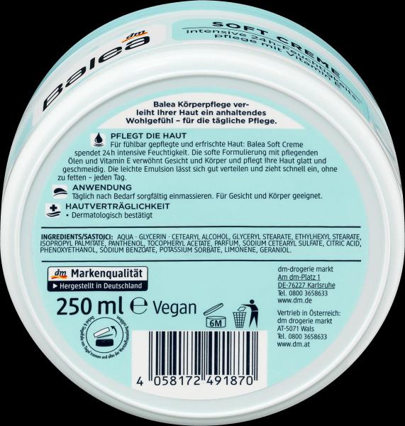 Image du produit dm Balea Crème douce (Crème pour le corps, 250 ml)