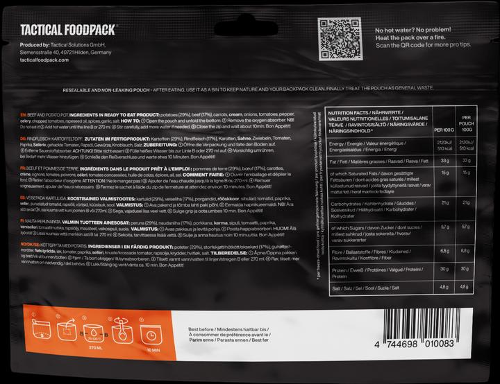 Image du produit Tactical Foodpack Pot de boeuf et de pommes de terre (100 g)