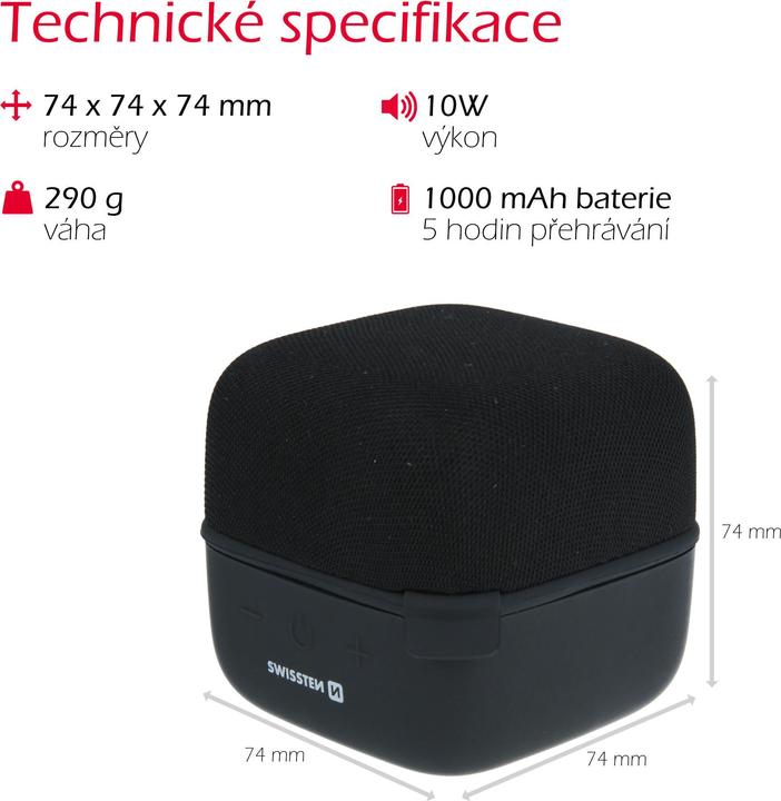 Produktbild Swissten Musik Cube Bluetooth Speaker (5 h, Akkubetrieb)