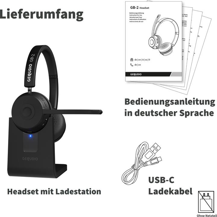 Produktbild Gequdio Bluetooth Headset GB-2 mit Ladestation (Kabellos)